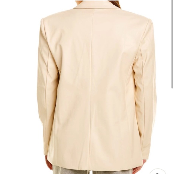 WeWoreWhat Vegan Leather Classic Blazer / Tan / Khaki / Size Medium - Picture 3 of 11